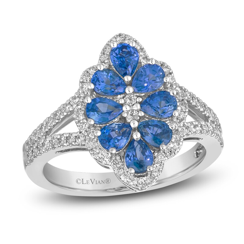 Main Image 1 of Le Vian Natural Blue Sapphire & Diamond Ring 1/2 ct tw Platinum