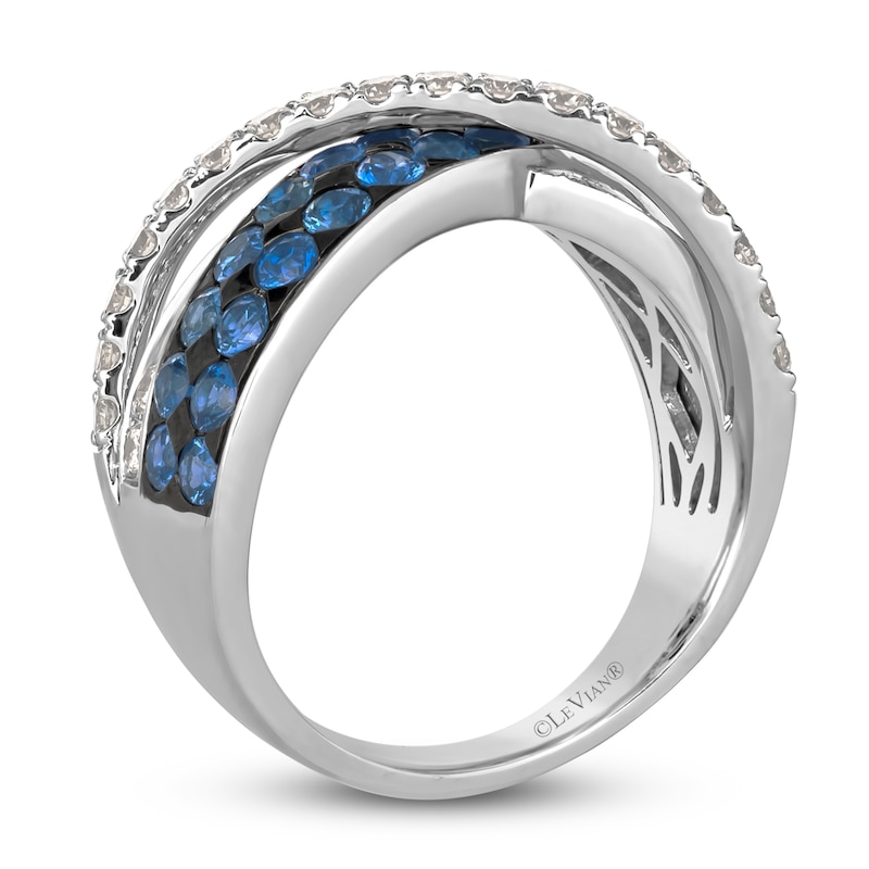 Main Image 2 of Le Vian Natural Blue Sapphire & Diamond Ring 3/4 ct tw 14K Vanilla Gold