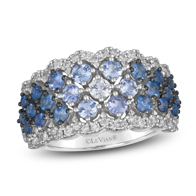 Main Image 1 of Le Vian Natural Blue Sapphire & Diamond Ring 1/3 ct tw 14K Vanilla Gold