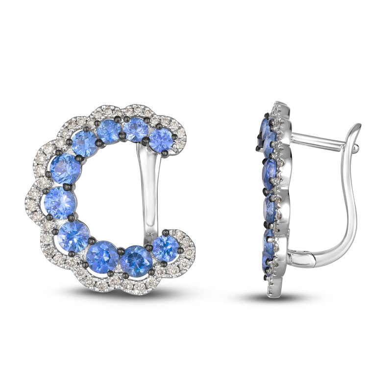 Main Image 1 of Le Vian Natural Blue Sapphire & Diamond Huggie Earrings 1/2 ct tw 14K Vanilla Gold