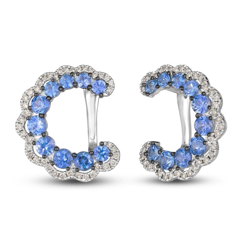 Main Image 2 of Le Vian Natural Blue Sapphire & Diamond Huggie Earrings 1/2 ct tw 14K Vanilla Gold
