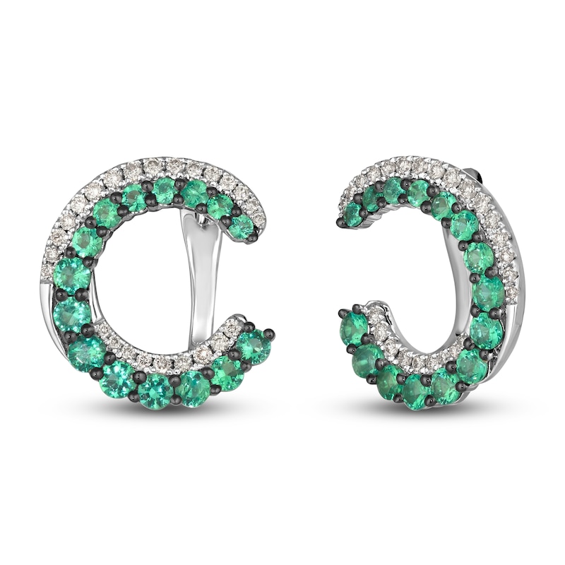Main Image 2 of Le Vian Natural Emerald & Diamond Earring 1/3 ct tw 14K Vanilla Gold