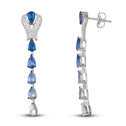 Le Vian Natural Blue & White Sapphire Earrings 14K Vanilla Gold
