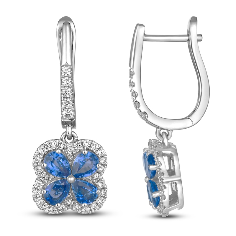 Main Image 1 of Le Vian Natural Blue Sapphire & Diamond Earrings 1/3 ct tw Platinum