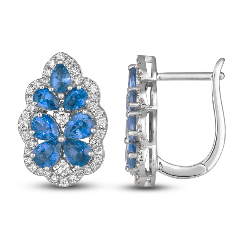 Main Image 1 of Le Vian Natural Blue Sapphire & Diamond Earrings 1/2 ct tw Platinum