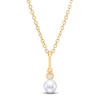 Thumbnail Image 1 of Children's Freshwater Cultured Pearl & Diamond Necklace 14K Yellow Gold