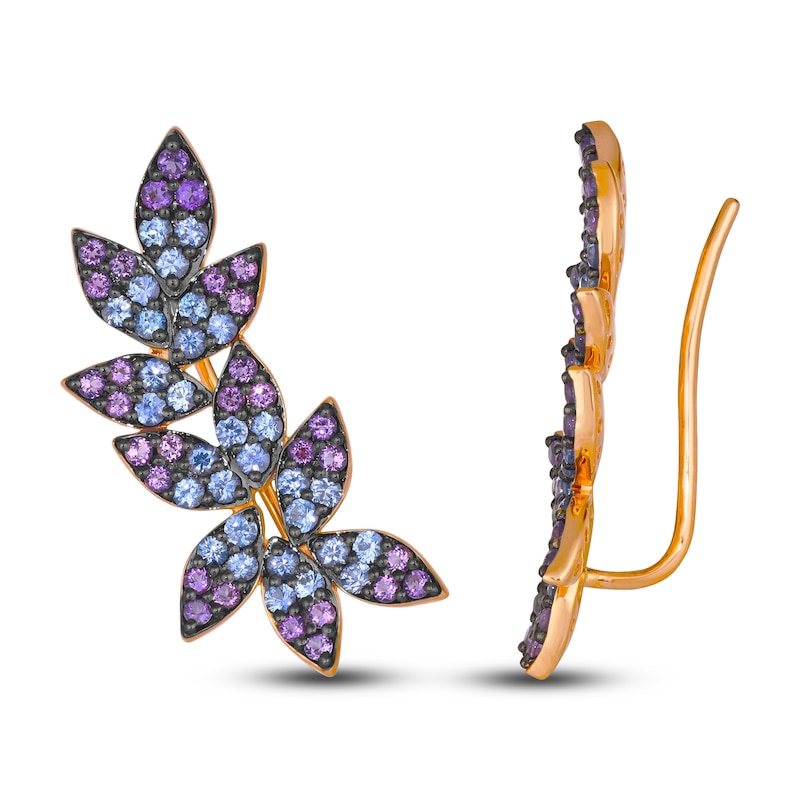 Main Image 1 of Le Vian Natural Blue Sapphire & Natural Amethyst Climber Earrings 14K Strawberry Gold