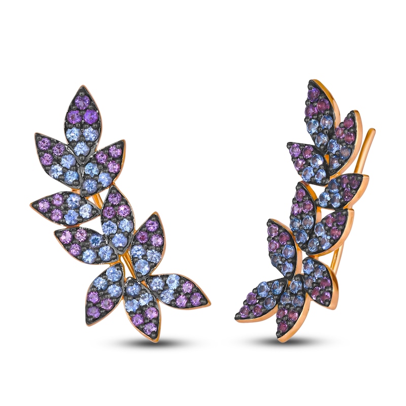 Main Image 2 of Le Vian Natural Blue Sapphire & Natural Amethyst Climber Earrings 14K Strawberry Gold