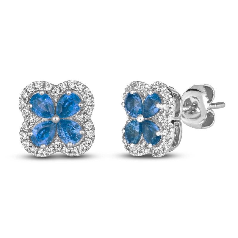 Main Image 2 of Le Vian Natural Blue Sapphire & Diamond Earrings 1/4 ct tw Platinum