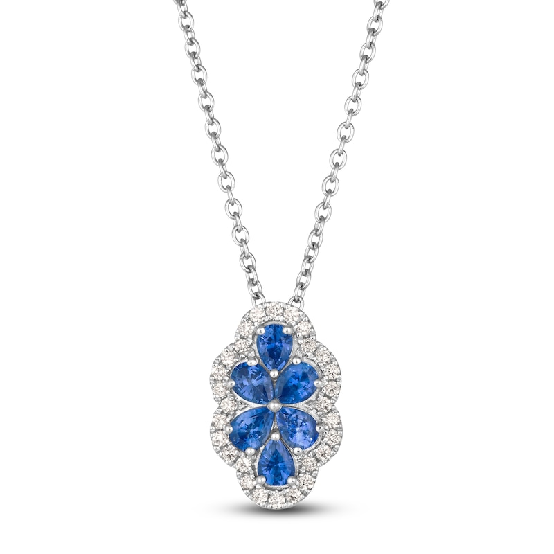 Main Image 1 of Le Vian Natural Blue Sapphire & Diamond Pendant Necklace 1/5 ct tw Platinum