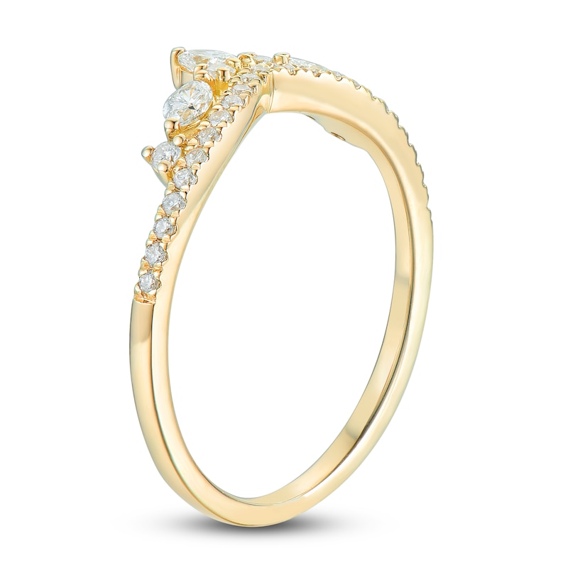 Marquise & Round-Cut Diamond Contour Anniversary Band 3/8 ct tw 14K Yellow Gold