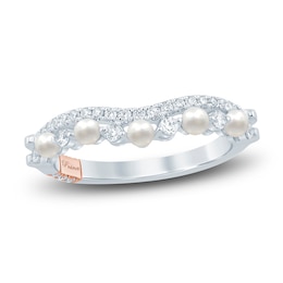 Pnina Tornai Freshwater Cultured Pearl & Diamond Contour Anniversary Band 1/3 ct tw 14K White Gold