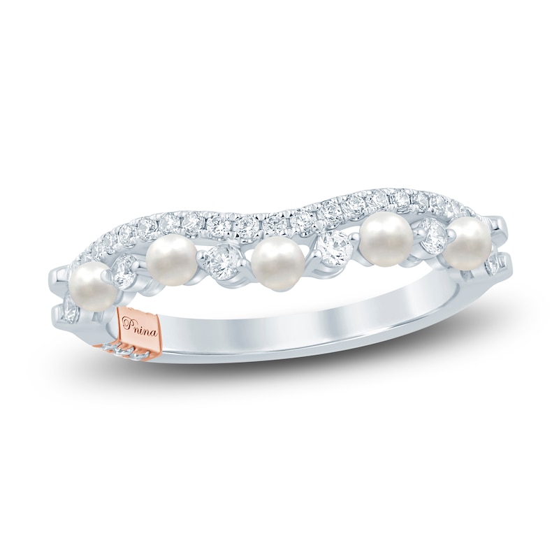 Main Image 1 of Pnina Tornai Freshwater Cultured Pearl & Diamond Contour Anniversary Band 1/3 ct tw 14K White Gold