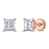 Thumbnail Image 1 of Princess-Cut Lab-Created Diamond Solitaire Stud Earrings 2 ct tw 14K Rose Gold (F/SI2)