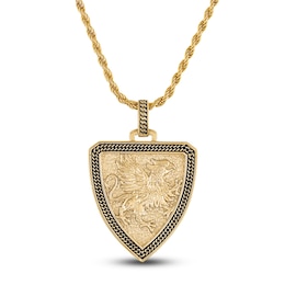 1933 by Esquire Men's Griffin Shield Necklace 14K Yellow Gold Plated Sterling Silver 22"