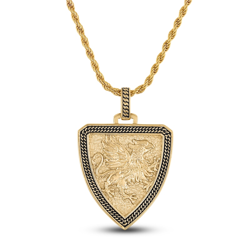 Main Image 1 of 1933 by Esquire Men's Griffin Shield Necklace 14K Yellow Gold Plated Sterling Silver 22"