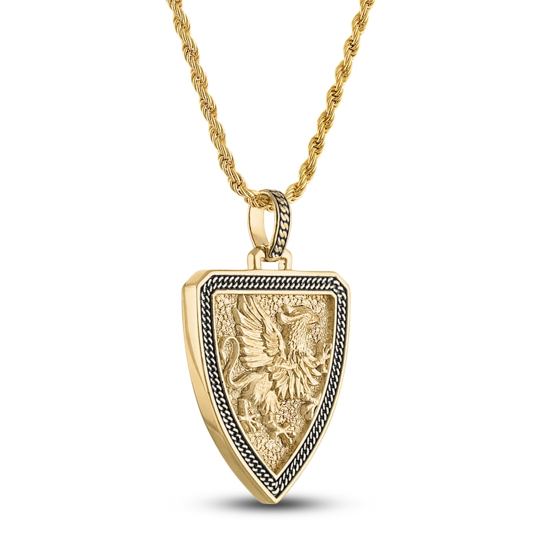 Main Image 2 of 1933 by Esquire Men's Griffin Shield Necklace 14K Yellow Gold Plated Sterling Silver 22"