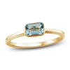 Thumbnail Image 1 of Rectangle-Cut Natural Aquamarine Bezel Ring 10K Yellow Gold