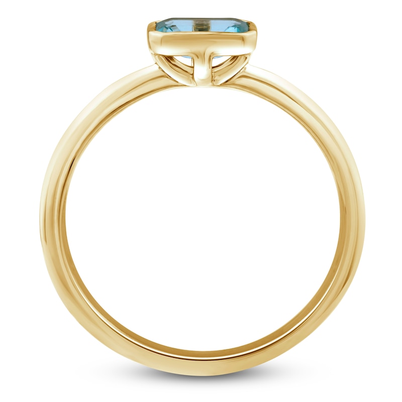 Main Image 2 of Rectangle-Cut Natural Aquamarine Bezel Ring 10K Yellow Gold