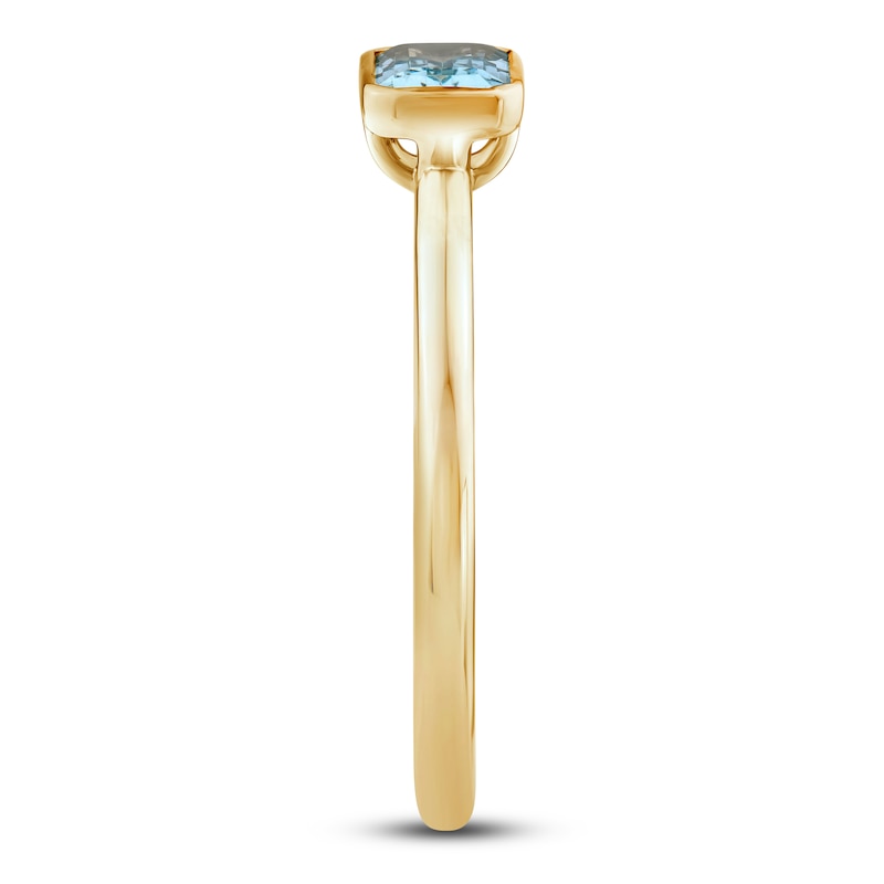 Main Image 3 of Rectangle-Cut Natural Aquamarine Bezel Ring 10K Yellow Gold
