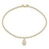 Thumbnail Image 0 of Diamond Hamsa Charm Chain Bracelet 1/20 ct tw 10K Yellow Gold 7.25"