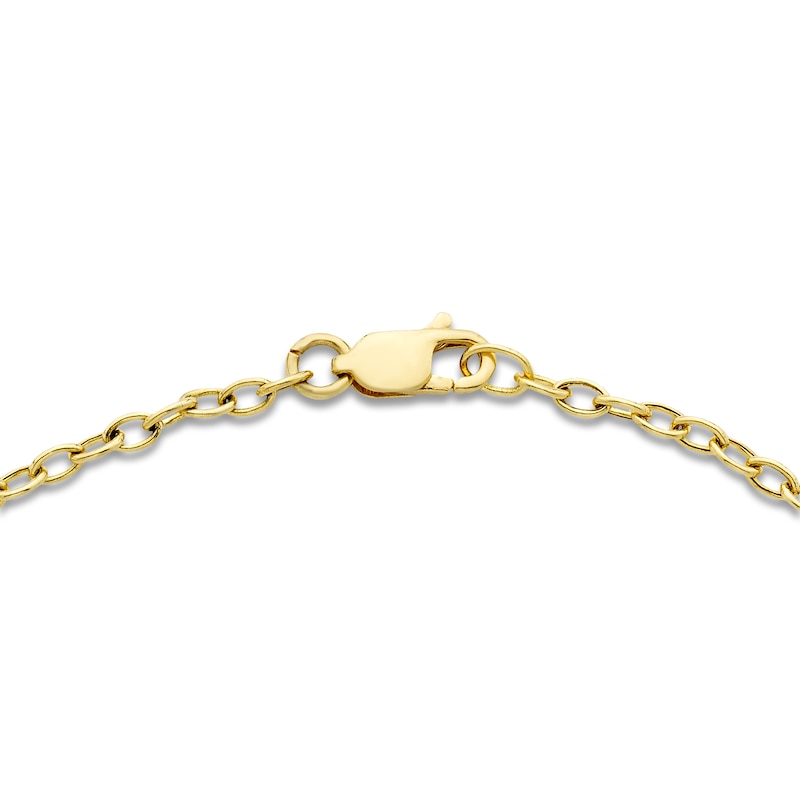Diamond Hamsa Charm Chain Bracelet 1/20 ct tw 10K Yellow Gold 7.25"