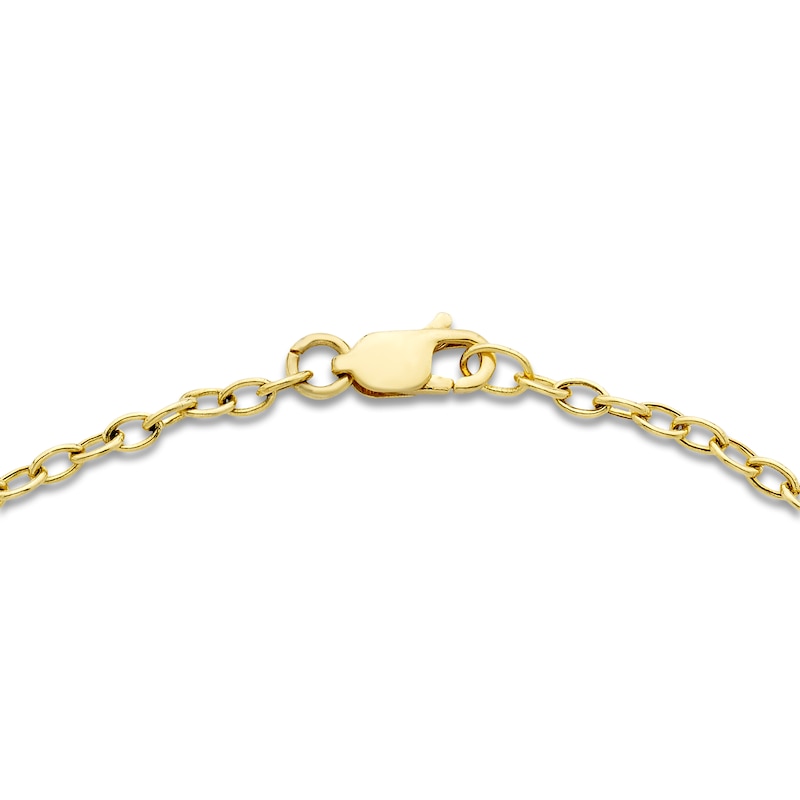 Main Image 2 of Diamond Hamsa Charm Chain Bracelet 1/20 ct tw 10K Yellow Gold 7.25"