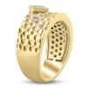 Thumbnail Image 1 of Princes-Cut Diamond Wide Hammered Anniversary Ring 3/4 ct tw 14K Yellow Gold