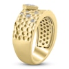 Thumbnail Image 2 of Princess-Cut Diamond Wide Hammered Anniversary Ring 3/4 ct tw 14K Yellow Gold
