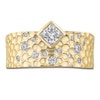 Thumbnail Image 3 of Princess-Cut Diamond Wide Hammered Anniversary Ring 3/4 ct tw 14K Yellow Gold