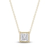 Thumbnail Image 1 of Princess-Cut Lab-Grown Diamond Bezel-Set Solitaire Necklace 1 ct tw 18K Yellow Gold 18" (F/VS2)