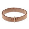 Thumbnail Image 1 of ZYDO Diamond Rose-Tone Mesh Stretch Bracelet 1/10 ct tw Ion-Plated Stainless Steel & 18K Yellow Gold 6.5"