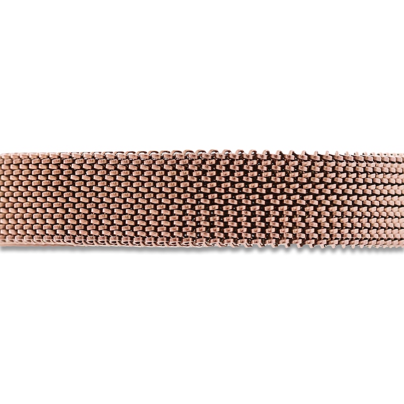 Main Image 2 of ZYDO Diamond Rose-Tone Mesh Stretch Bracelet 1/10 ct tw Ion-Plated Stainless Steel & 18K Yellow Gold 6.5"