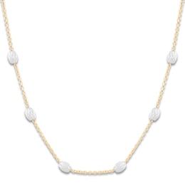 Italia D'Oro Hollow Bead Tin-Cup Necklace 14K Two-Tone Gold 16"