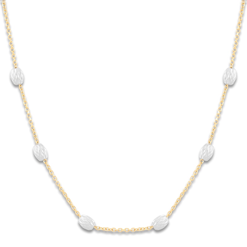 Main Image 1 of Italia D'Oro Hollow Bead Tin-Cup Necklace 14K Two-Tone Gold 16"