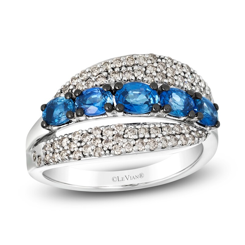 Main Image 1 of Le Vian Oval-Cut Blue Sapphire Ring 1/2 ct tw Diamonds 14K Vanilla Gold