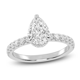 Lab-Grown Pear-Shaped Diamond Engagement Ring 1-1/2 ct tw 14K White Gold