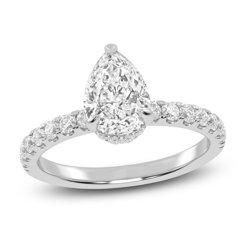 Main Image 1 of Lab-Grown Pear-Shaped Diamond Engagement Ring 1-1/2 ct tw 14K White Gold