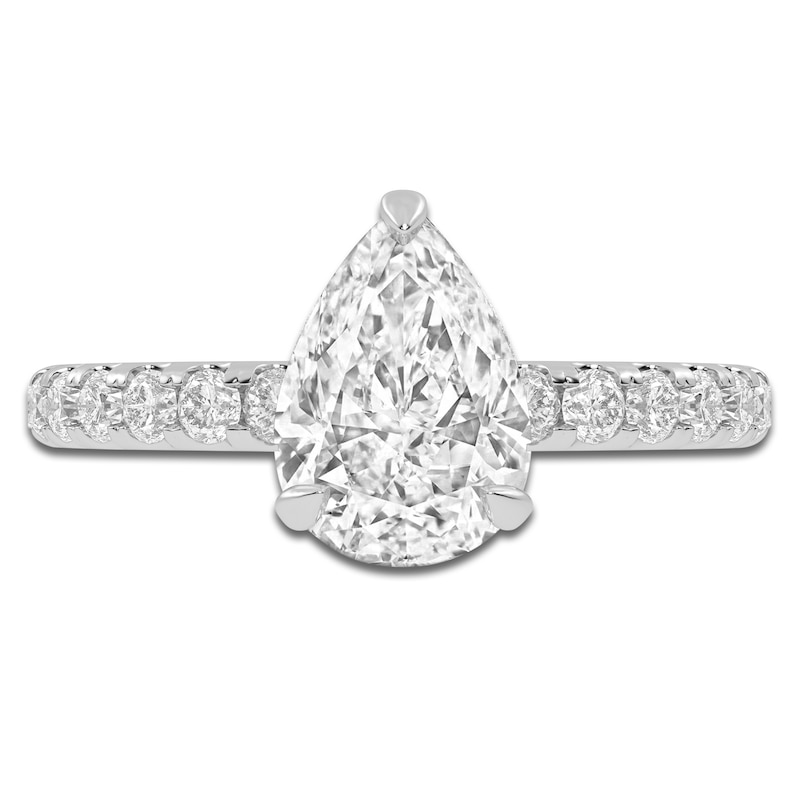 Main Image 3 of Lab-Grown Pear-Shaped Diamond Engagement Ring 1-1/2 ct tw 14K White Gold
