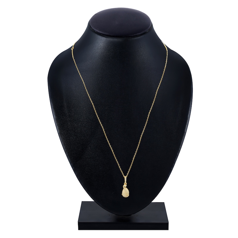 Main Image 3 of Pear-Shaped Natural Opal & Diamond Necklace 1/15 ct tw 14K Yellow Gold 18"