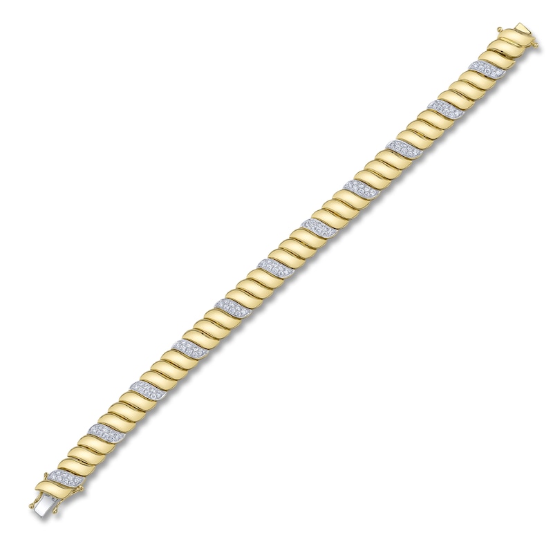 Main Image 1 of Shy Creation Diamond Curve Link Bracelet 1-3/8 ct tw 14K Yellow Gold 7" SC22009302RD