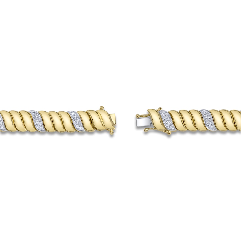 Main Image 2 of Shy Creation Diamond Curve Link Bracelet 1-3/8 ct tw 14K Yellow Gold 7" SC22009302RD
