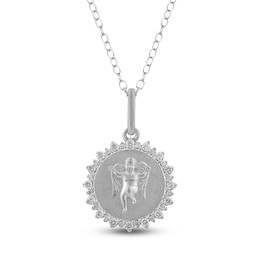 Diamond Angel Number 111 Medallion Necklace 1/4 ct tw Sterling Silver 18"
