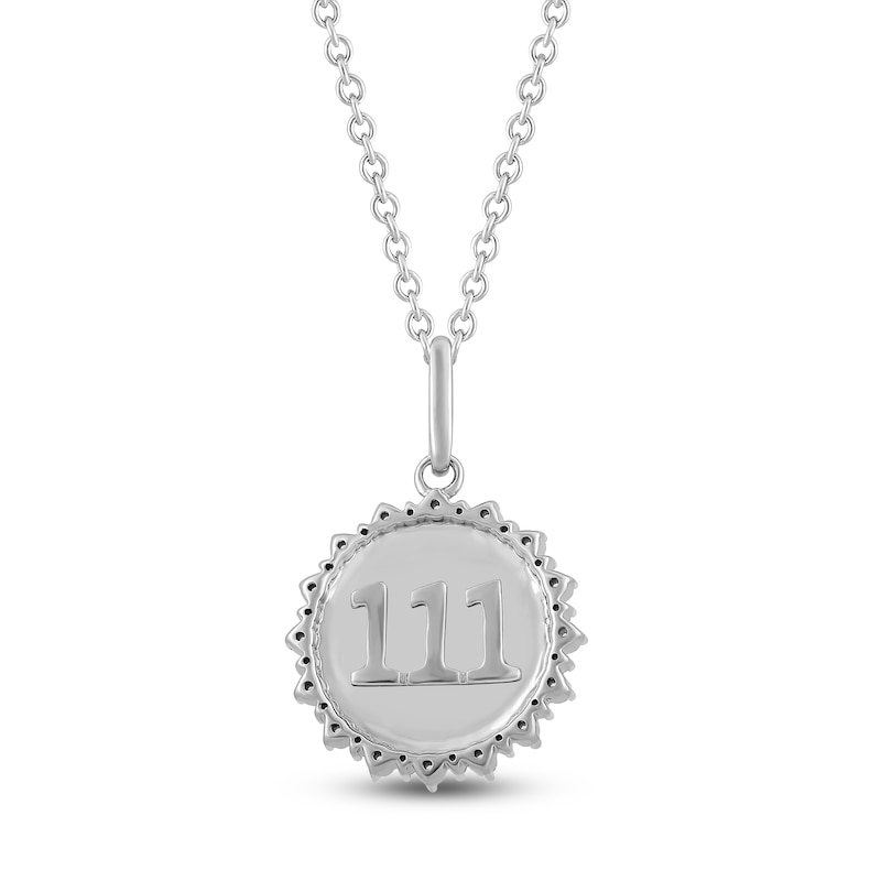 Main Image 2 of Diamond Angel Number 111 Medallion Necklace 1/4 ct tw Sterling Silver 18"