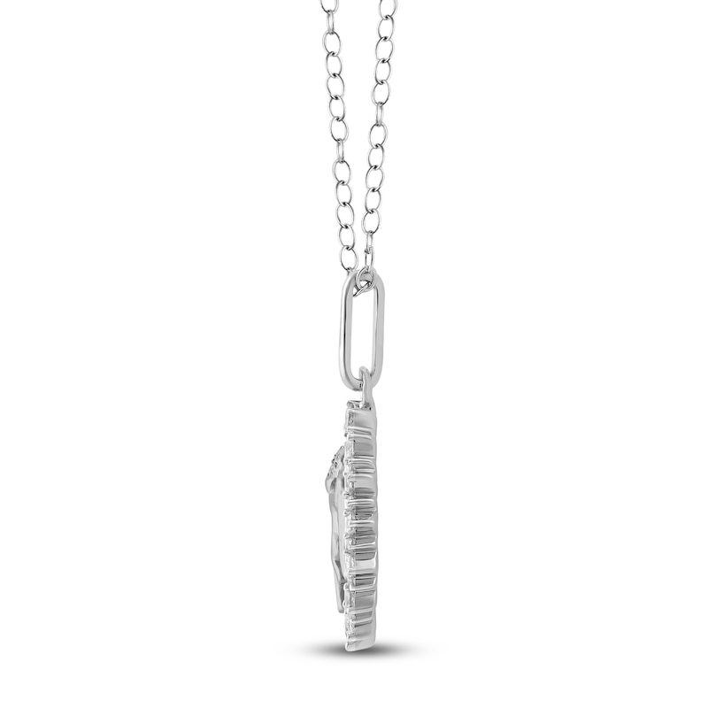 Main Image 3 of Diamond Angel Number 111 Medallion Necklace 1/4 ct tw Sterling Silver 18"