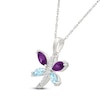 Thumbnail Image 2 of Marquise-Cut Natural Amethyst, Natural Aquamarine & White Lab-Created Sapphire Dragonfly Necklace Sterling Silver 18"