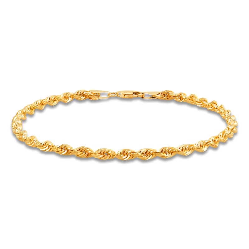 Main Image 1 of Solid Glitter Rope Chain Bracelet 3.8mm 14K Yellow Gold 8.5"