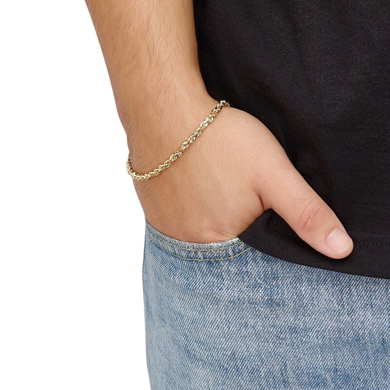 Main Image 4 of Solid Glitter Rope Chain Bracelet 3.8mm 14K Yellow Gold 8.5"