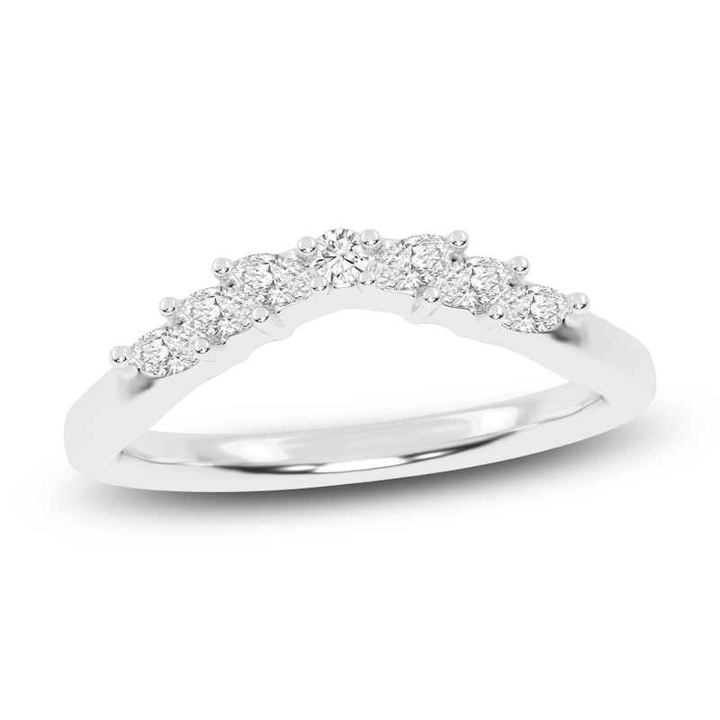 Main Image 1 of Created By Jared Studio Lab-Grown Marquise & Round-Cut Diamond Anniversary Ring 1/5 ct tw 14K White Gold