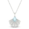Thumbnail Image 1 of Pear-Shaped Natural Aquamarine & White Lab-Created Sapphire Shell Necklace Sterling Silver 18"